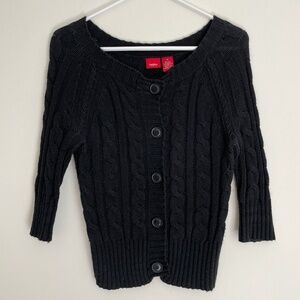 Women's Mossimo Black Cardigan Button Up Sweater Size Medium Quarter Length